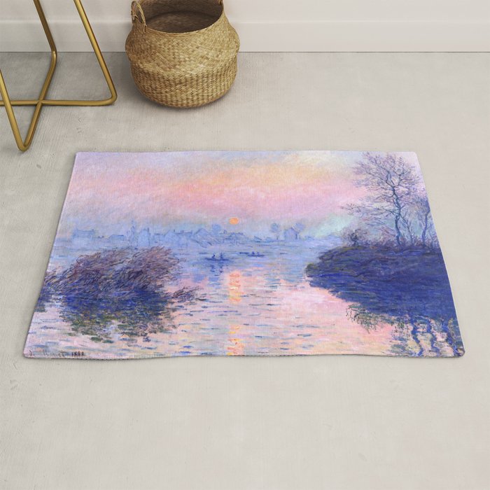 Claude Monet "Sunset on the Seine at Lavacourt. Winter Effect" Rug Gallery Image 1