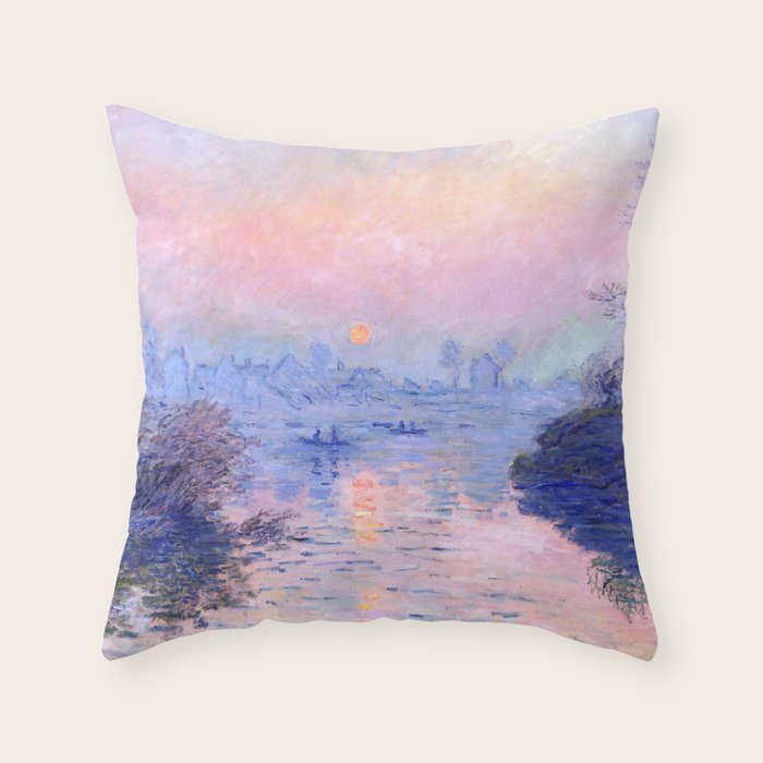 Claude Monet "Sunset on the Seine at Lavacourt. Winter Effect" Throw Pillow Gallery Image 6