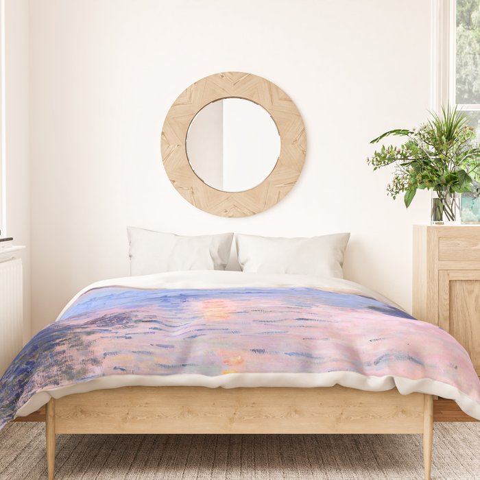 Claude Monet "Sunset on the Seine at Lavacourt. Winter Effect" Duvet Cover Gallery Image 3