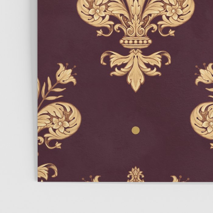 Fleur De Lis In Royal Burgundy and Gold Poster Gallery Image 3