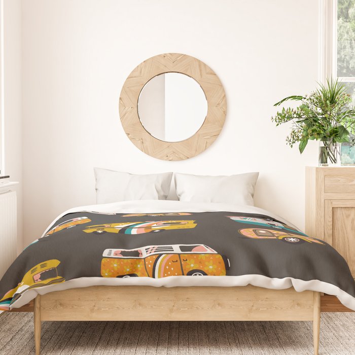 Retro Road Trip - Charcoal Duvet Cover Gallery Image 3