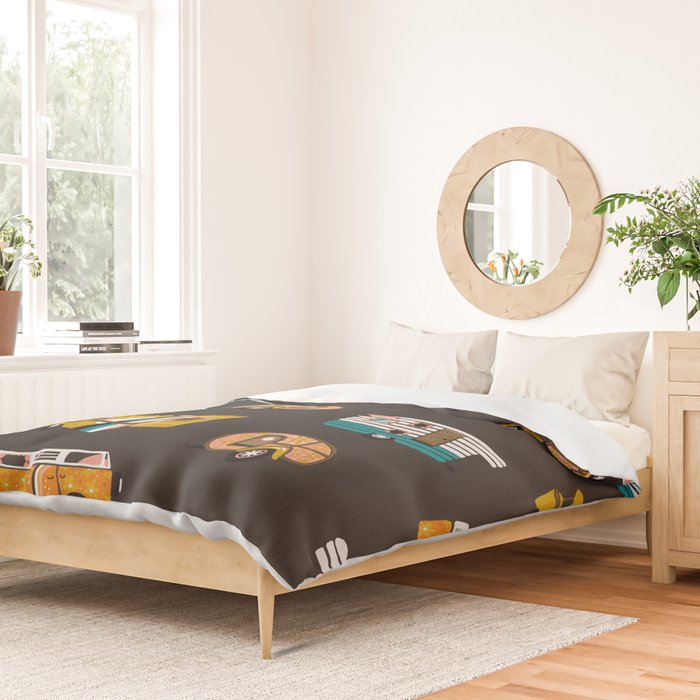 Retro Road Trip - Charcoal Duvet Cover Gallery Image 2