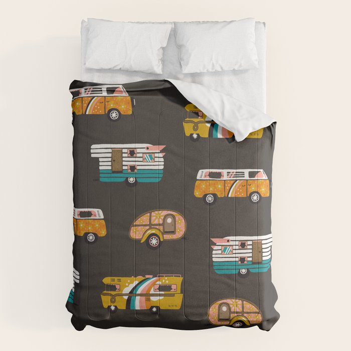 Retro Road Trip - Charcoal Comforter Gallery Image 1