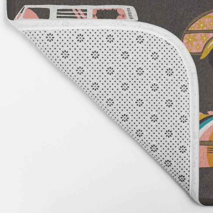 Retro Road Trip - Charcoal Bath Mat Gallery Image 2