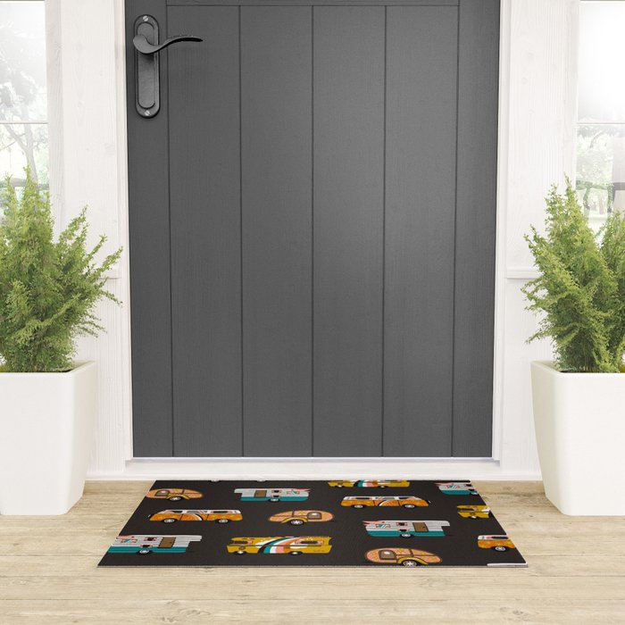 Retro Road Trip - Charcoal Welcome Mat Gallery Image 3