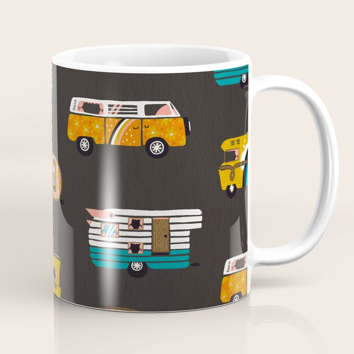 Retro Road Trip - Charcoal Coffee Mug Gallery Image 1