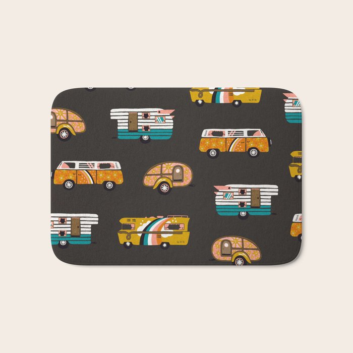 Retro Road Trip - Charcoal Bath Mat Gallery Image 1