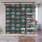 Christmas Sweaters - Teal & Red Palette Wall Mural Gallery Image 1