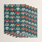 Christmas Sweaters - Teal & Red Palette Wrapping Paper Gallery Image 3
