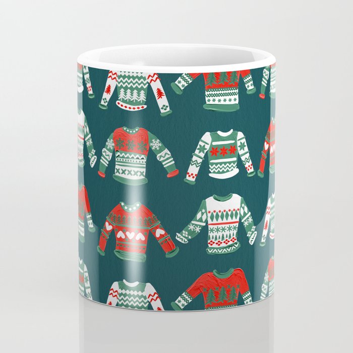 Christmas Sweaters - Teal & Red Palette Coffee Mug Gallery Image 4