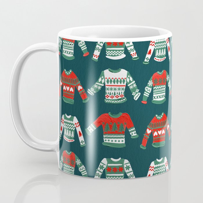 Christmas Sweaters - Teal & Red Palette Coffee Mug Gallery Image 3