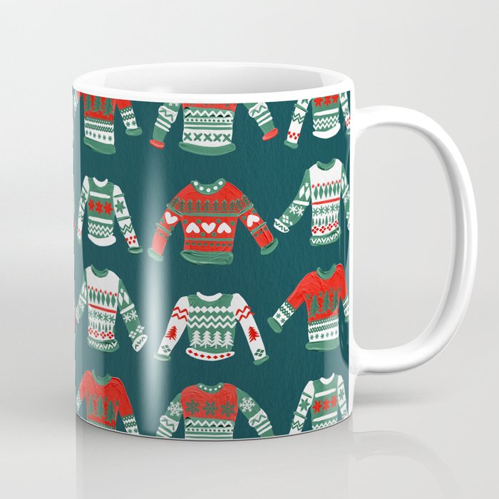 Christmas Sweaters - Teal & Red Palette Coffee Mug Gallery Image 1