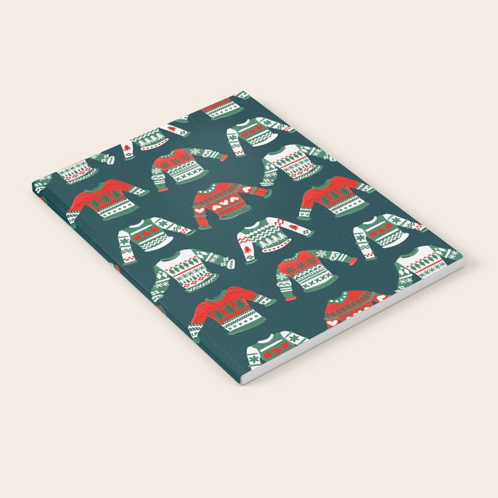 Christmas Sweaters - Teal & Red Palette Notebook Gallery Image 2