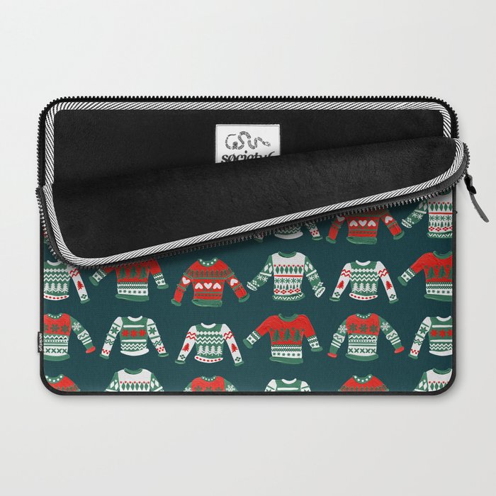 Christmas Sweaters - Teal & Red Palette Laptop Sleeve Gallery Image 2