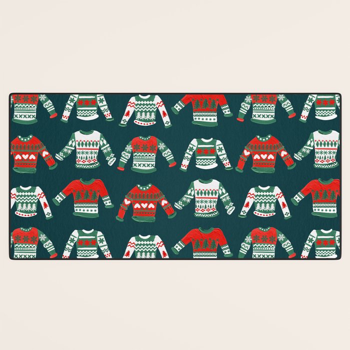 Christmas Sweaters - Teal & Red Palette Desk Mat Gallery Image 3