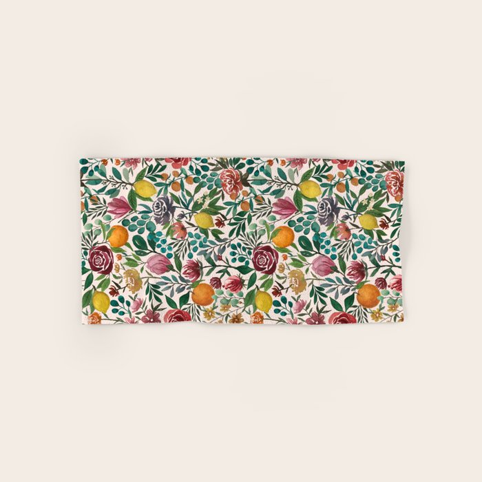 Fruit and Flowers Pattern Bath Towel Gallery Image 1