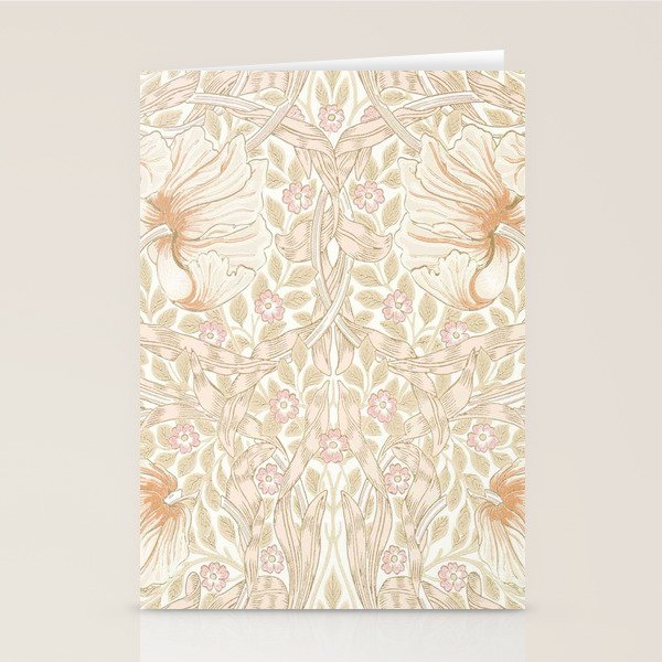 William Morris Pimpernel Pastel Peach Pink Stationery Card Gallery Image 1