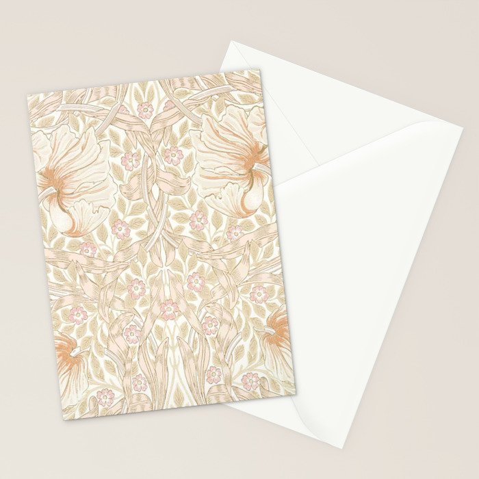 William Morris Pimpernel Pastel Peach Pink Stationery Card Gallery Image 2