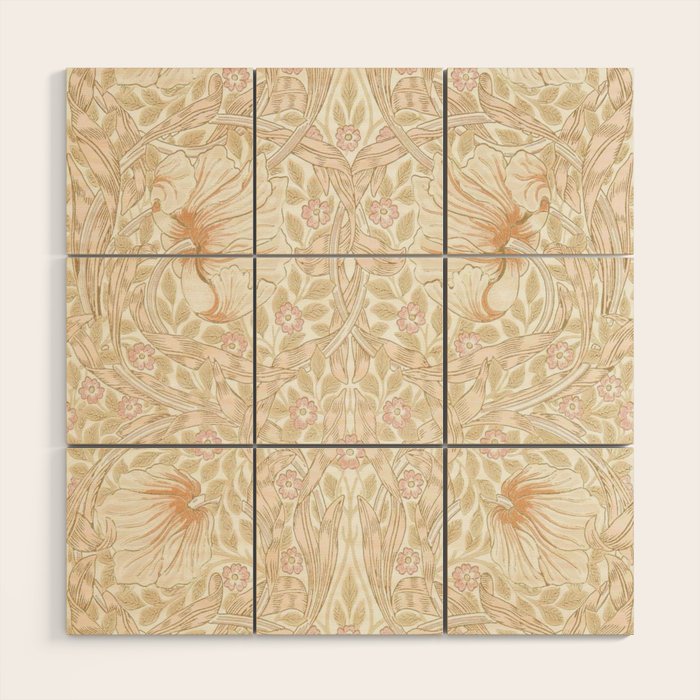 William Morris Pimpernel Pastel Peach Pink Wood Wall Art Gallery Image 1