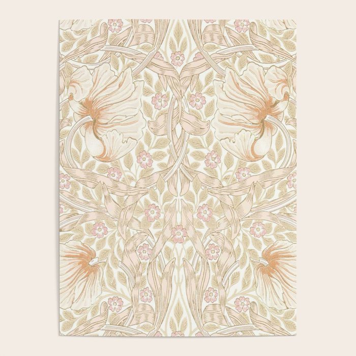 William Morris Pimpernel Pastel Peach Pink Poster Gallery Image 4