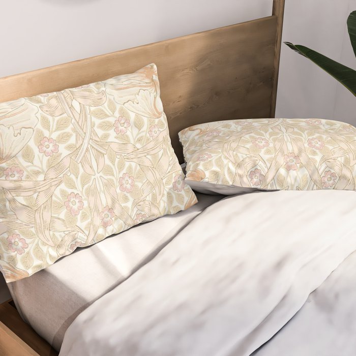 William Morris Pimpernel Pastel Peach Pink Pillow Sham Gallery Image 2
