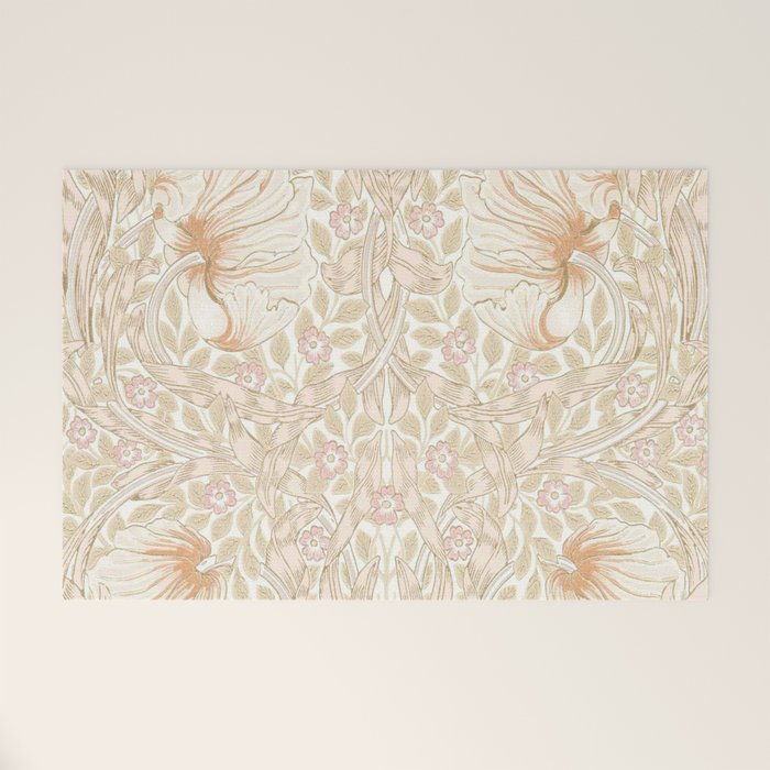 William Morris Pimpernel Pastel Peach Pink Welcome Mat Gallery Image 1