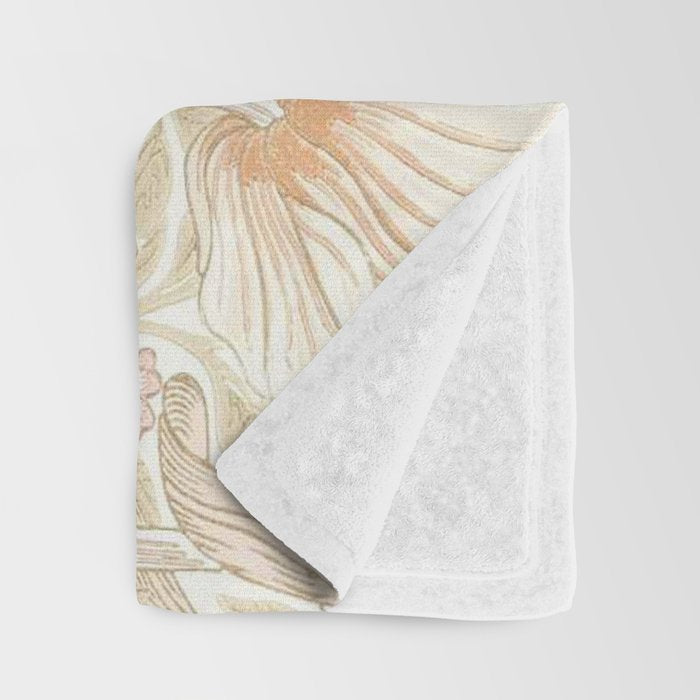 William Morris Pimpernel Pastel Peach Pink Throw Blanket Gallery Image 3