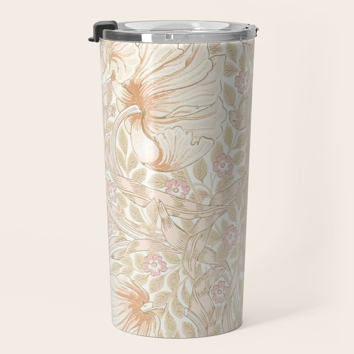 William Morris Pimpernel Pastel Peach Pink Travel Mug Gallery Image 3