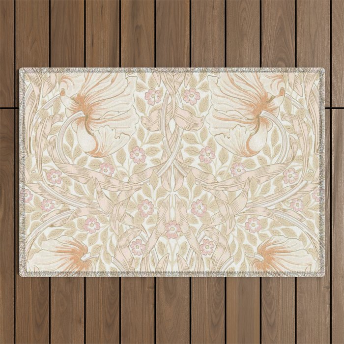 William Morris Pimpernel Pastel Peach Pink Outdoor Rug Gallery Image 1