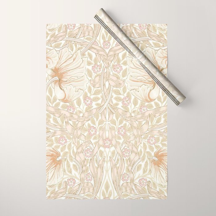 William Morris Pimpernel Pastel Peach Pink Wrapping Paper Gallery Image 1