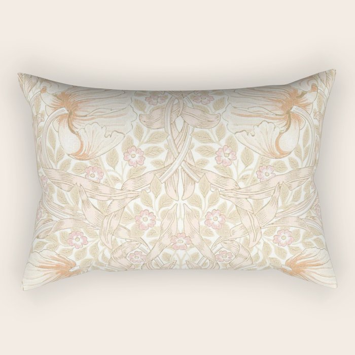 William Morris Pimpernel Pastel Peach Pink Rectangular Pillow Gallery Image 1