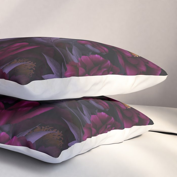 Vintage Dark Night Peonies  Pillow Sham Gallery Image 3