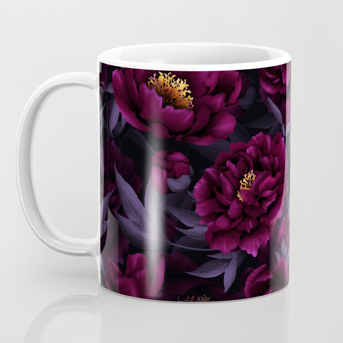 Vintage Dark Night Peonies  Coffee Mug Gallery Image 3