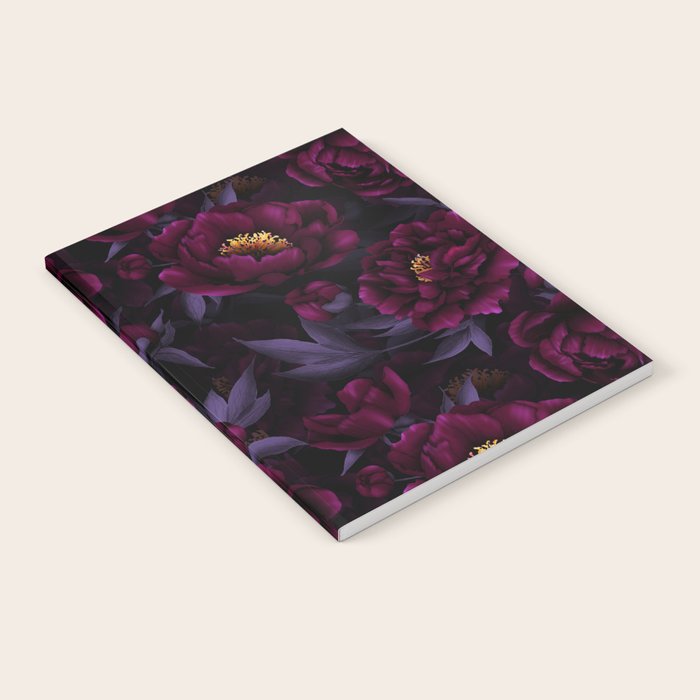 Vintage Dark Night Peonies  Notebook Gallery Image 1