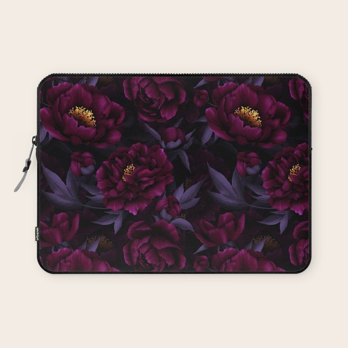 Vintage Dark Night Peonies  Laptop Sleeve Gallery Image 1