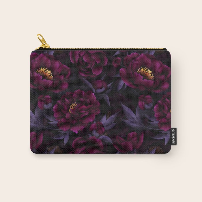 Vintage Dark Night Peonies  Carry All Pouch Gallery Image 1