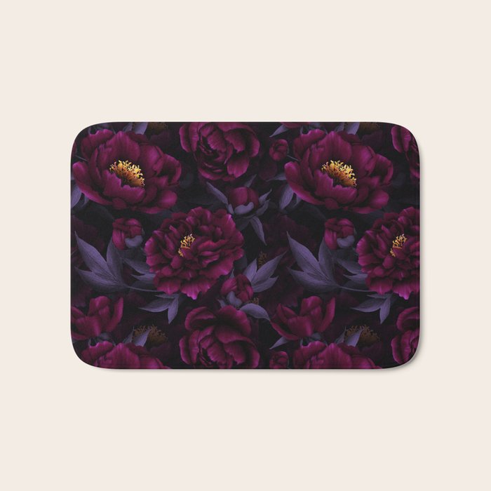 Vintage Dark Night Peonies  Bath Mat Gallery Image 1