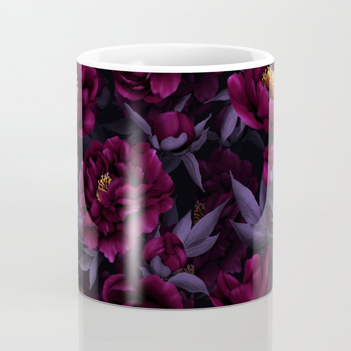 Vintage Dark Night Peonies  Coffee Mug Gallery Image 4