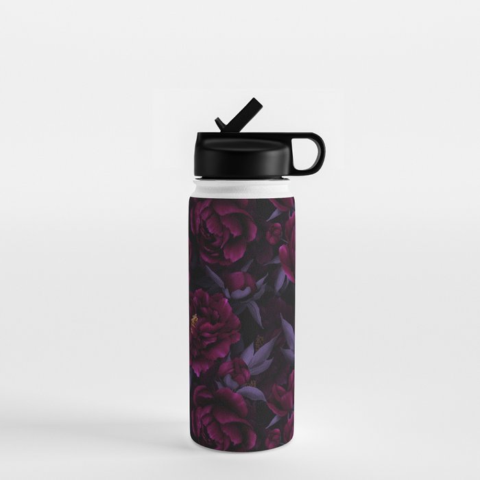Vintage Dark Night Peonies  Water Bottle Gallery Image 1