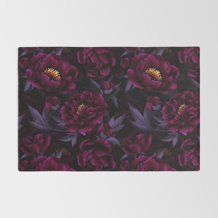 Vintage Dark Night Peonies  Rug Gallery Image 2
