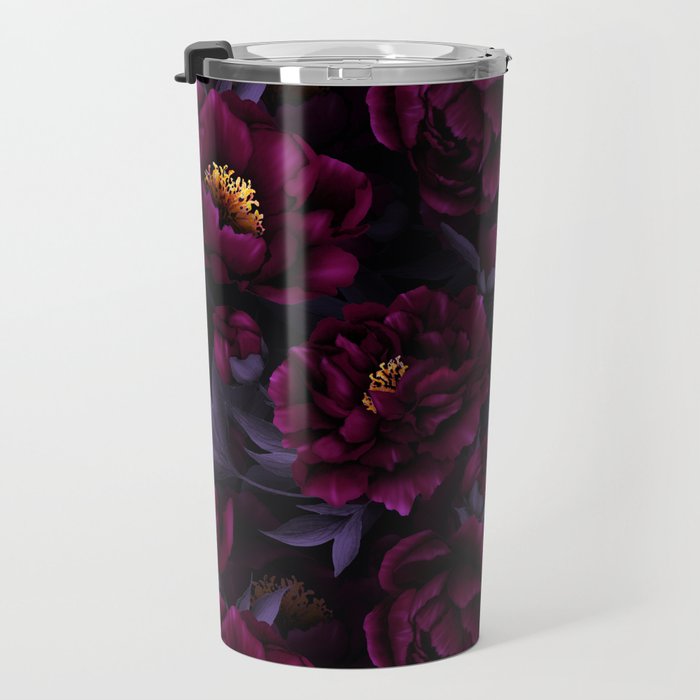 Vintage Dark Night Peonies  Travel Mug Gallery Image 3
