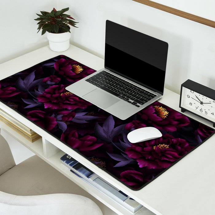 Vintage Dark Night Peonies  Desk Mat Gallery Image 2