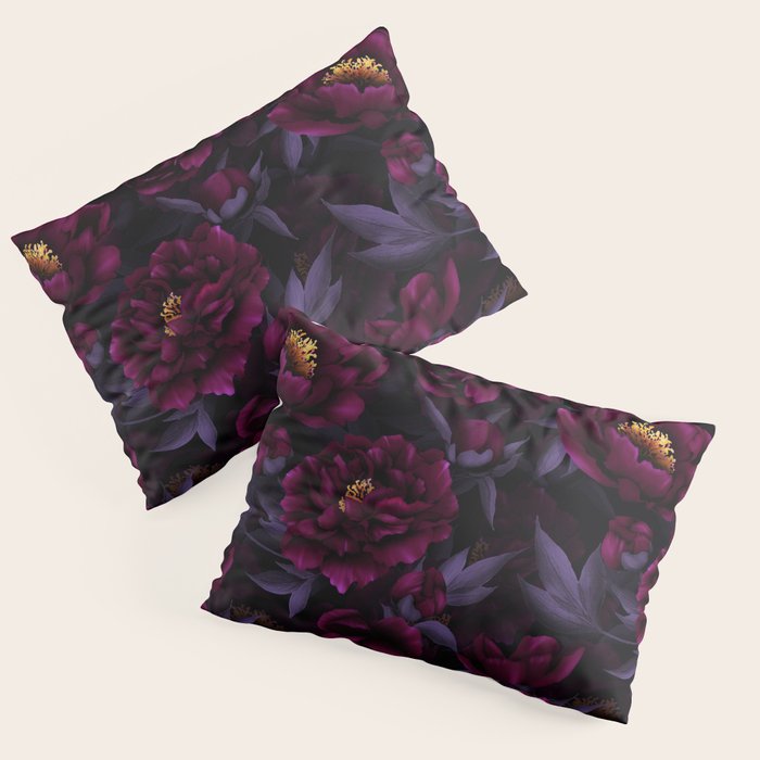 Vintage Dark Night Peonies  Pillow Sham Gallery Image 3