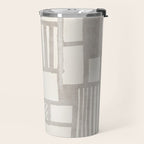 Hand Drawn Lines Minimalist Geometric Monochrome Beige Decor Artwork Travel Mug Gallery Image 2