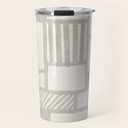 Hand Drawn Lines Minimalist Geometric Monochrome Beige Decor Artwork Travel Mug Gallery Image 1