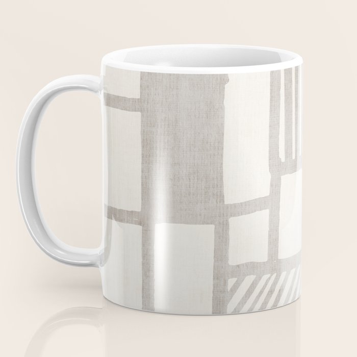 Hand Drawn Lines Minimalist Geometric Monochrome Beige Decor Artwork Coffee Mug Gallery Image 3