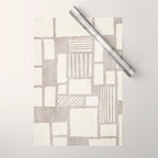 Hand Drawn Lines Minimalist Geometric Monochrome Beige Decor Artwork Wrapping Paper Gallery Image 1