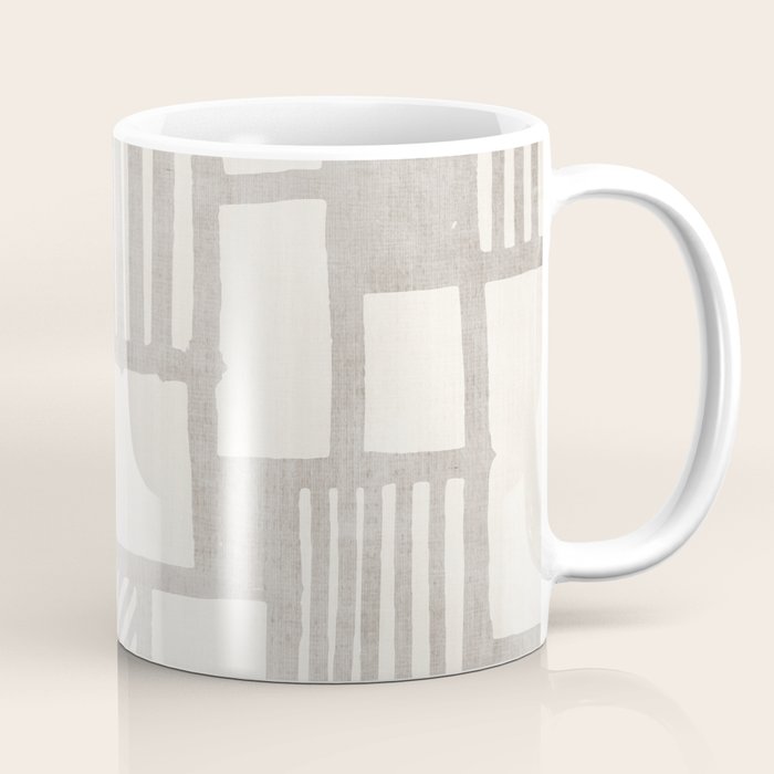 Hand Drawn Lines Minimalist Geometric Monochrome Beige Decor Artwork Coffee Mug Gallery Image 1