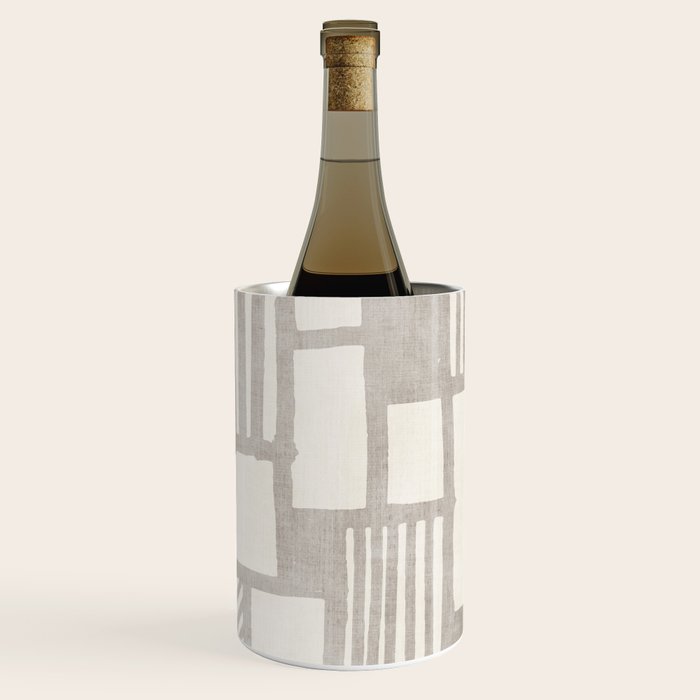 Hand Drawn Lines Minimalist Geometric Monochrome Beige Decor Artwork Wine Chiller Gallery Image 3