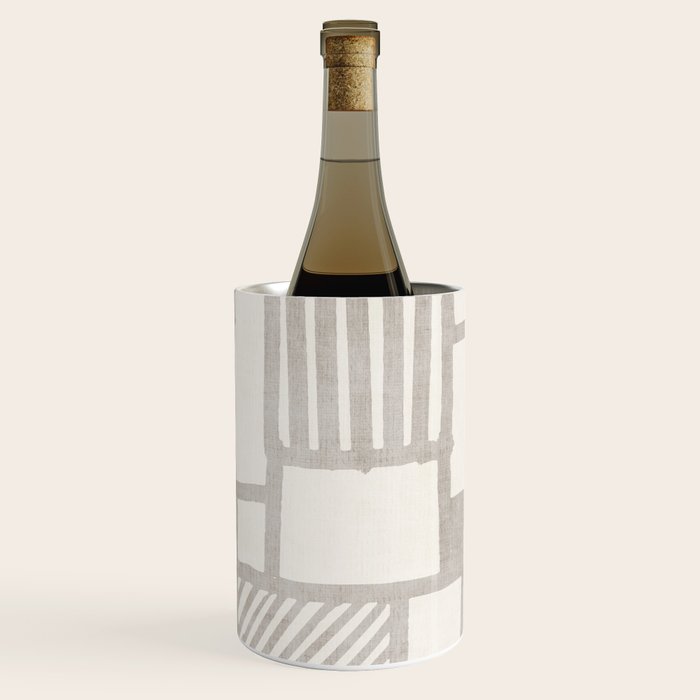 Hand Drawn Lines Minimalist Geometric Monochrome Beige Decor Artwork Wine Chiller Gallery Image 1